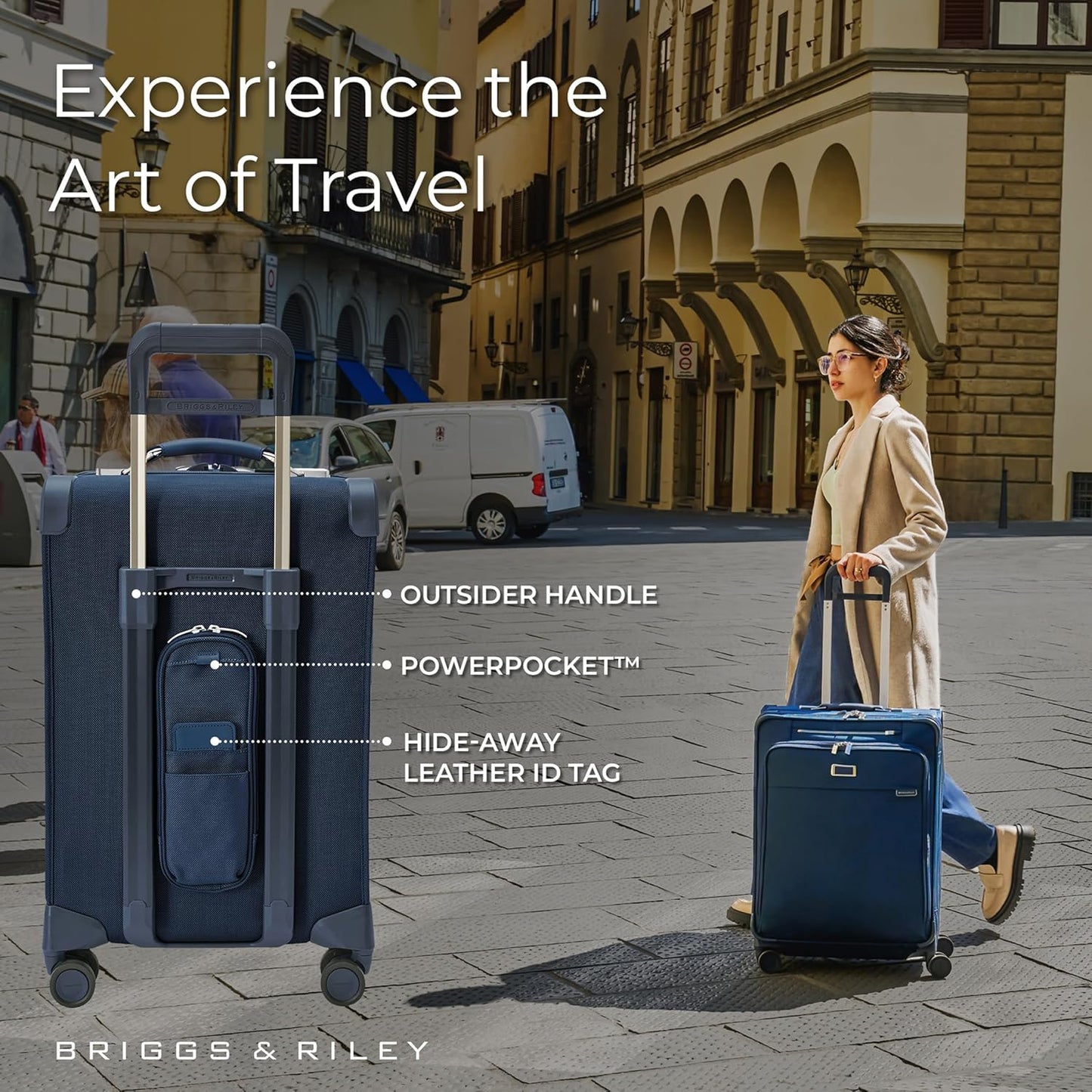 Briggs & Riley Essential 22" Carry On Expandable Spinner - Luggage for Travel, Suitcases with Wheels, Softside Rolling Bag for Men & Women, Self-Repairing Zipper - Baseline Collection, Navy