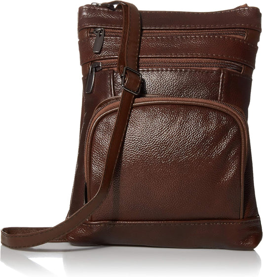 Krediz leather Crossbody Purses for Women, Multi Pocket Crossbody Purse with Adjustable Strap, Soft & Durable Leather Purse