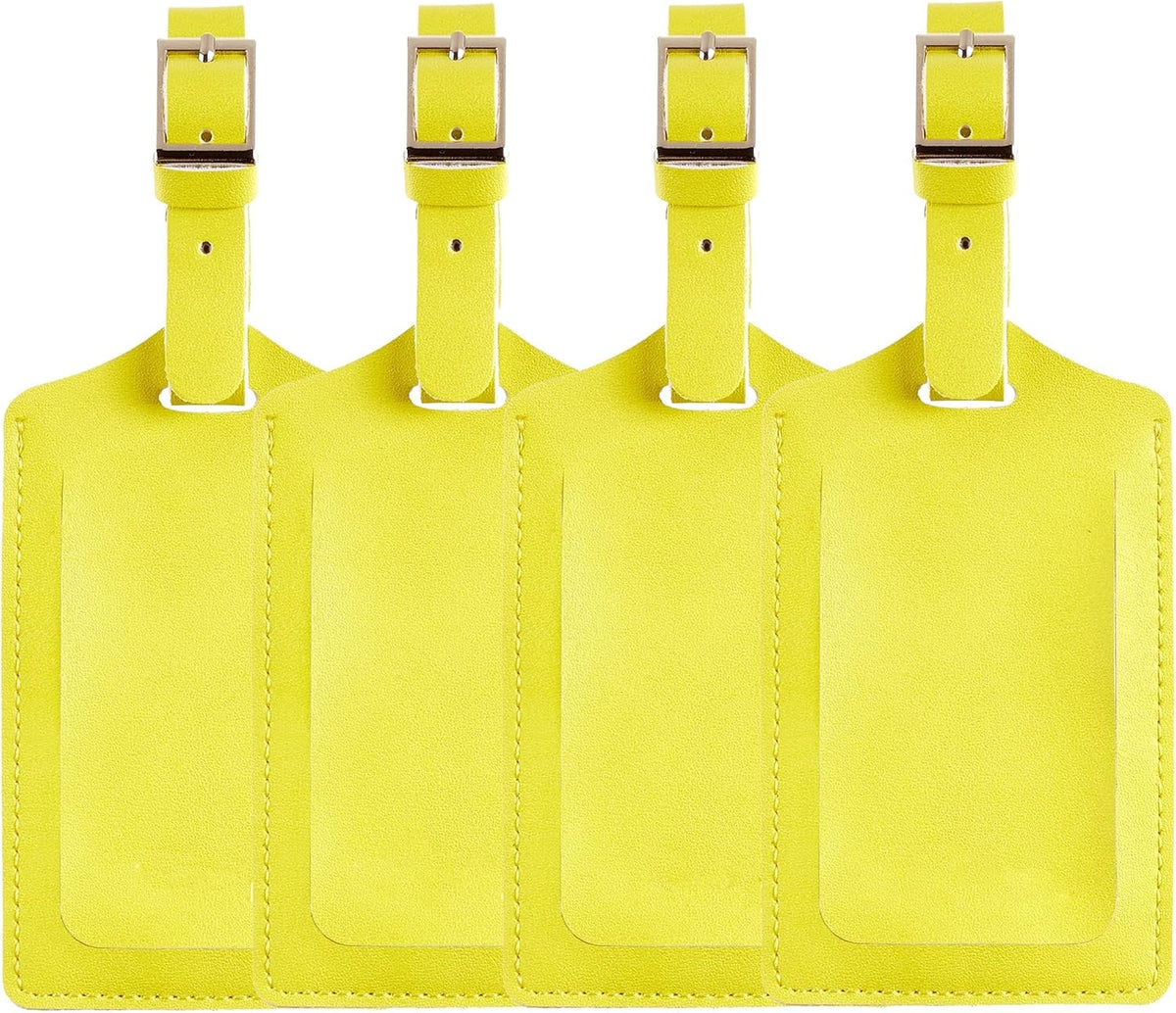 Travelambo Luggage Tags for Suitcases PU Leather Travel Tags Bag Tags Privacy Protection Travel Essentials