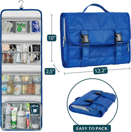 PAVILIA Travel Hanging Toiletry Bag for Women Men, Large Capacity Makeup Bag Kit, Waterproof Cosmetic Storage Organizer Case for Bathroom Shower