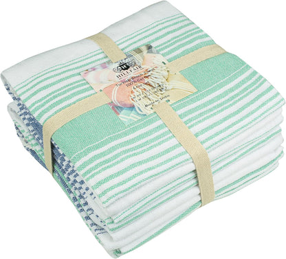 HILLFAIR Cotton Turkish Beach Towels, Quick Dry Lightweight Sand Free Peshtemal Towel for Bath Swim Yoga Spa Travel, Beach Accessories, Oversized Cotton Turkish Towels (39 x 72 inch- 4 Pack Mint Blue)