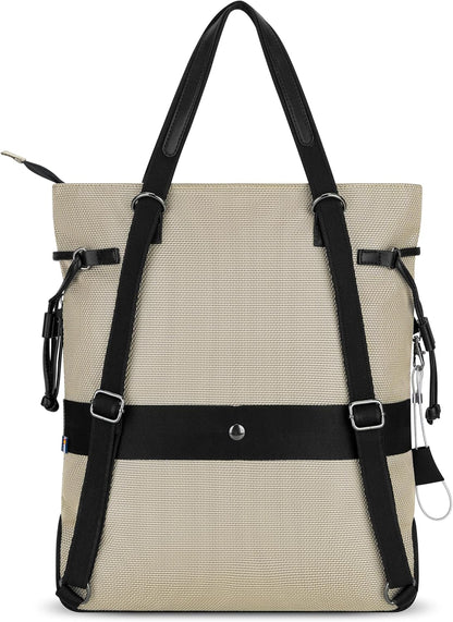 Sherpani Tempest, Anti Theft Convertible Backpack Tote, 14L Travel Backpack, Travel Gifts for Women, Handbags, RFID Protection, Metal Hardware, Fits 15” Laptop (No Sleeve) (Straw)