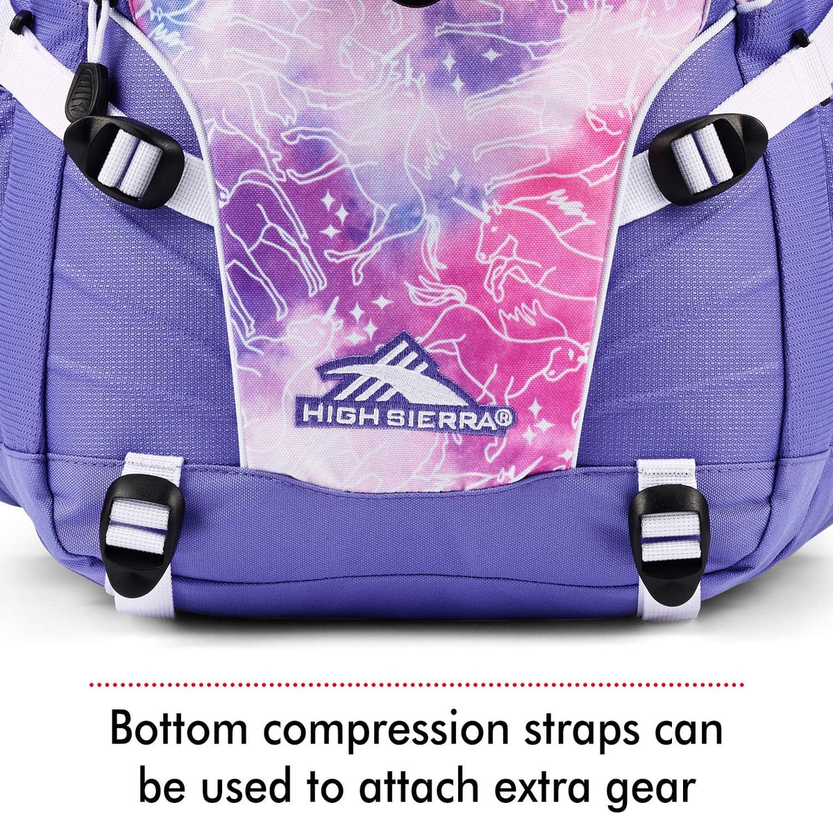 High Sierra Loop Backpack, Travel, or Work Bookbag with tablet sleeve, One Size, Unicorn Clouds/Lavender/White