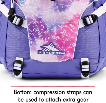 High Sierra Loop Backpack, Travel, or Work Bookbag with tablet sleeve, One Size, Unicorn Clouds/Lavender/White