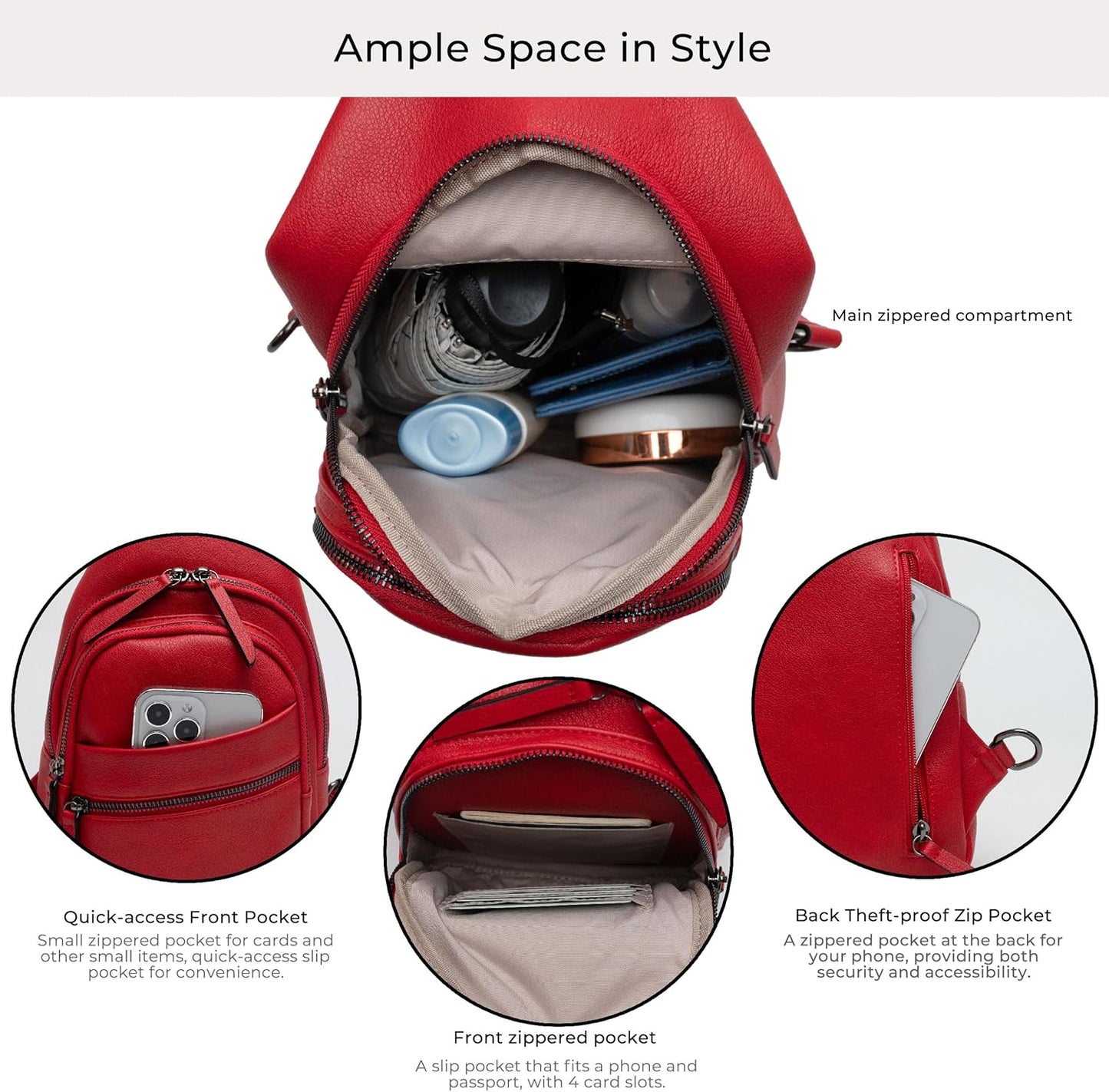 Alldaily Large Sling Bag for Women Crossbody Purse Leather Fashionable Trendy Chest Bag for Travel, Fanny Pack (Red)