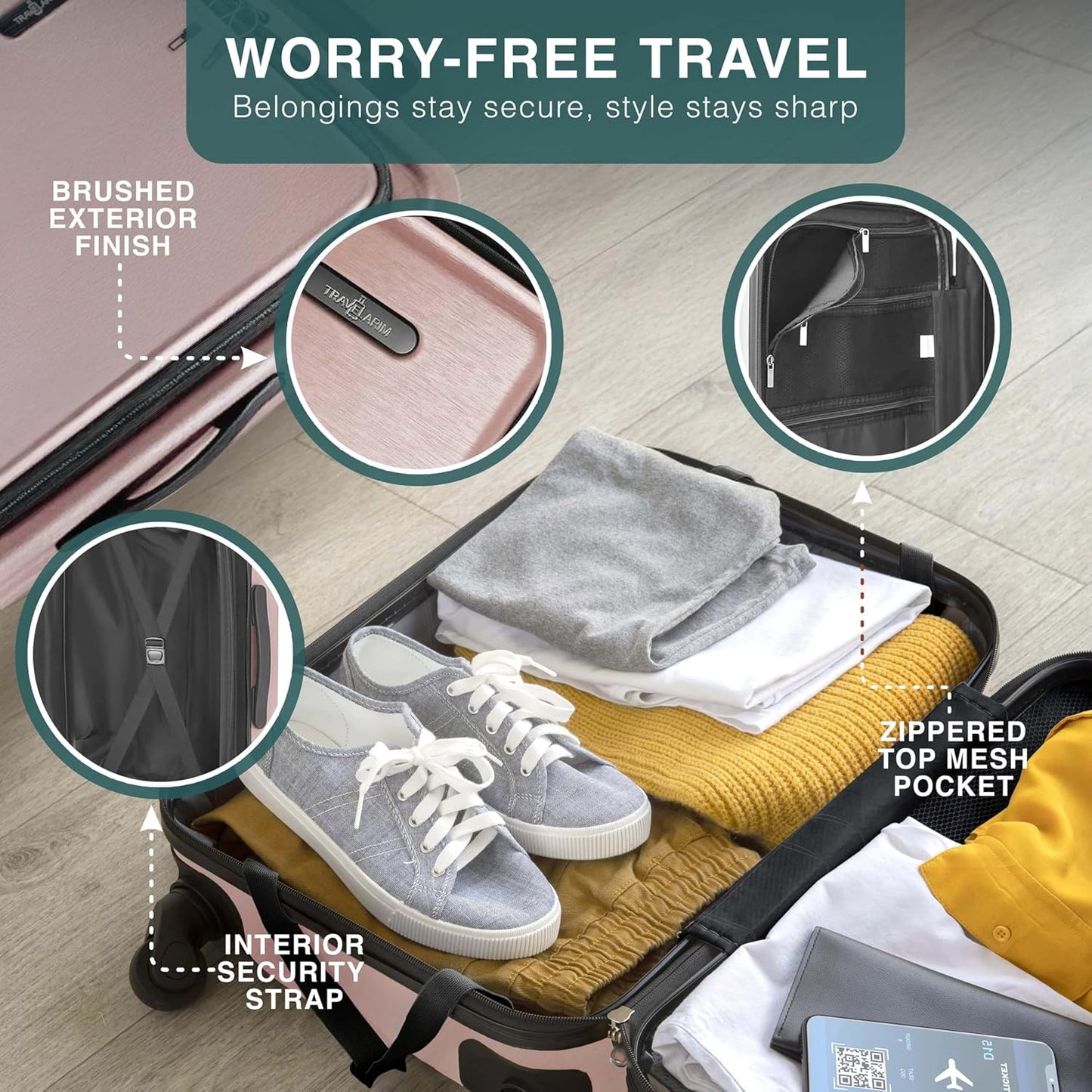 24 Inch Luggage with Spinner Wheels, Hard Shell Suitcase with TSA Locks for Luggage, Travel Large Suitcase, Expandable Hard Shell Suitcases, Pink