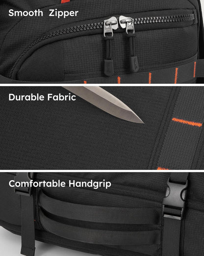 Tolaccea Travel Laptop Backpack, TSA Flight Approved Carry On Travel Duffel Backpack, Dual Laptop Storage for 17.3" and 15.6" Laptop, Large Luggage Backpack 40-45L Expandable for Men Women (Black)