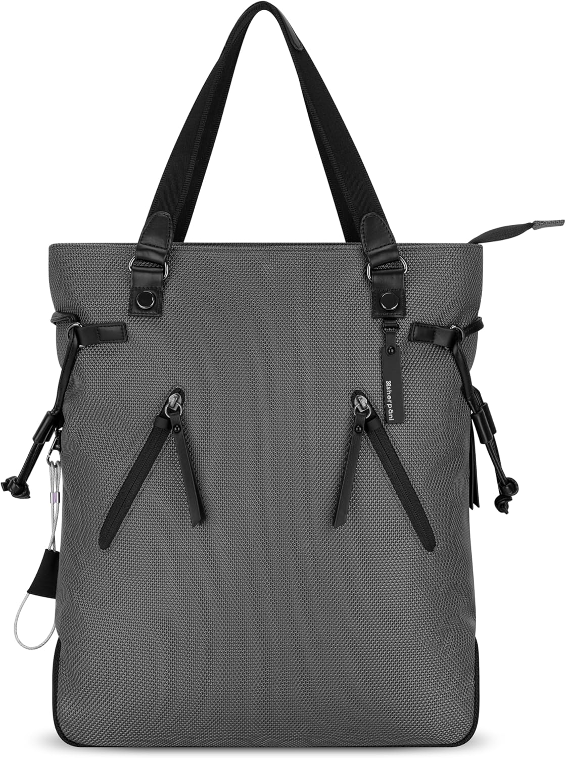 Sherpani Tempest, Anti Theft Convertible Backpack Tote, 14L Travel Backpack, Travel Gifts for Women, Handbags, RFID Protection, Metal Hardware, Fits 15” Laptop (No Sleeve) (Granite)