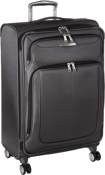 Samsonite Solyte DLX Softside Expandable Luggage with Spinner Wheels, Mineral Grey, Checked-Medium 25-Inch