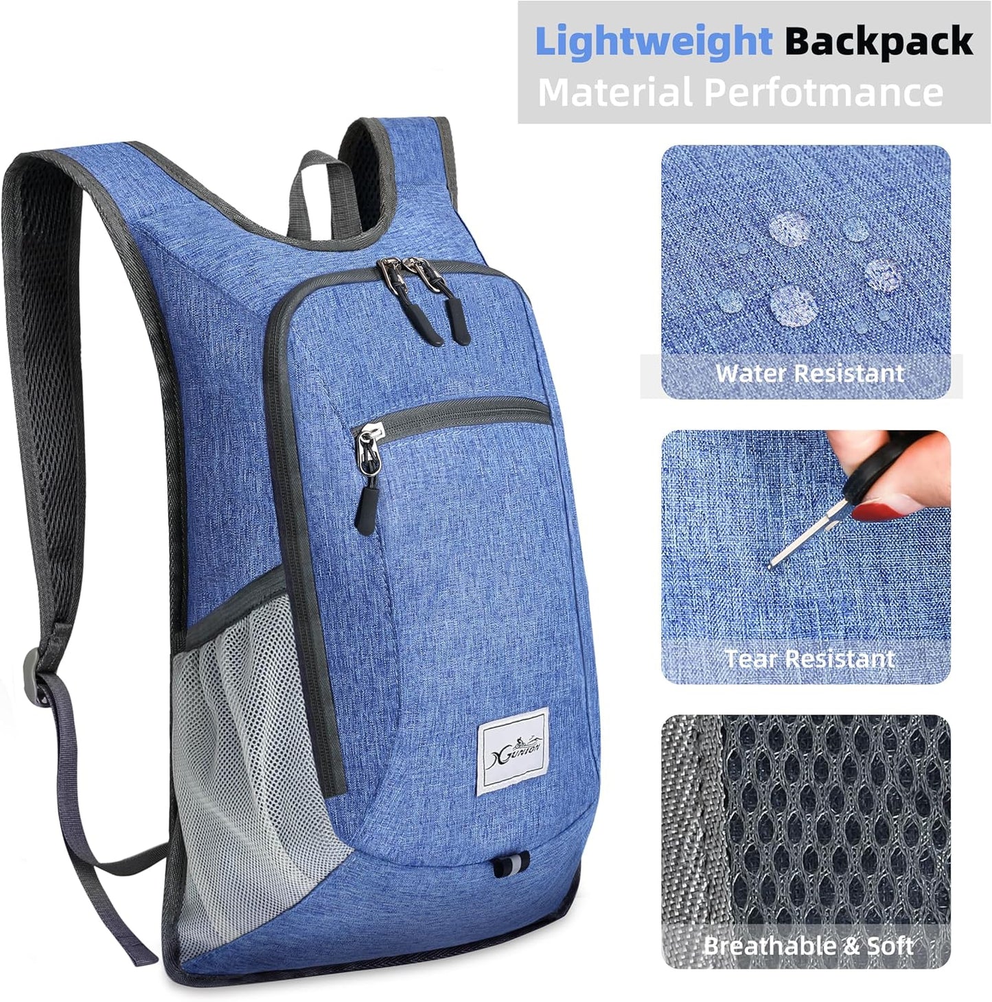 Foldable Hiking Backpack - 10L Daypack for Women & Men (Sky Blue)