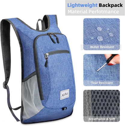 Foldable Hiking Backpack - 10L Daypack for Women & Men (Sky Blue)
