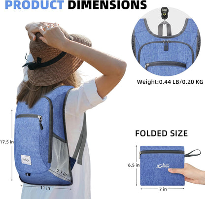Foldable Hiking Backpack - 10L Daypack for Women & Men (Sky Blue)