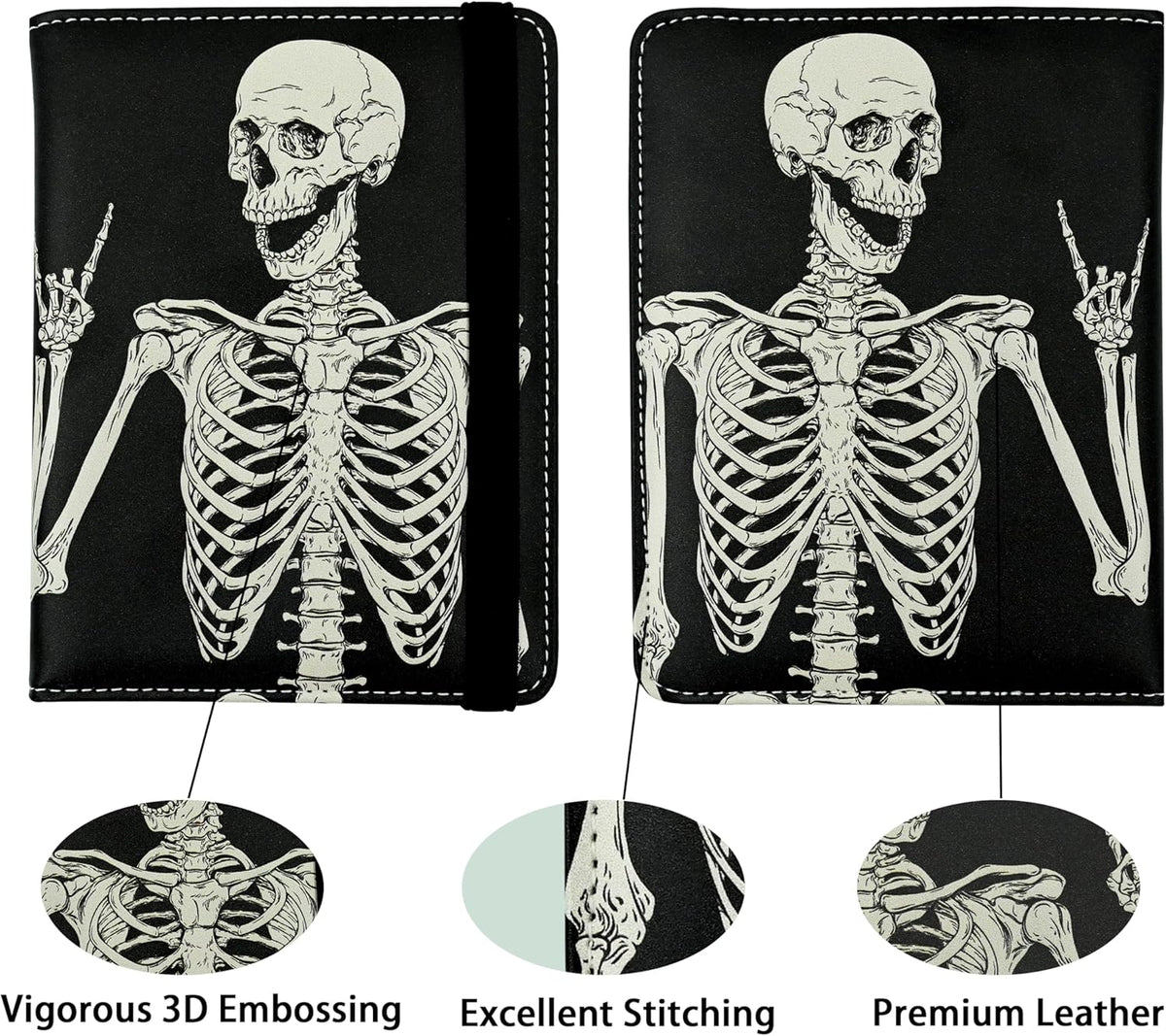 OK Skull Passport Holder for Women and Men PU Leather Passport Cover for Travel