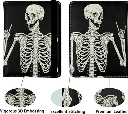 OK Skull Passport Holder for Women and Men PU Leather Passport Cover for Travel