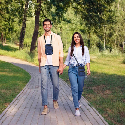 Neck Wallet – Travel Pouch and RFID Blocking Passport Holder for Women and Men, Slim Travel Wallet (Navy)