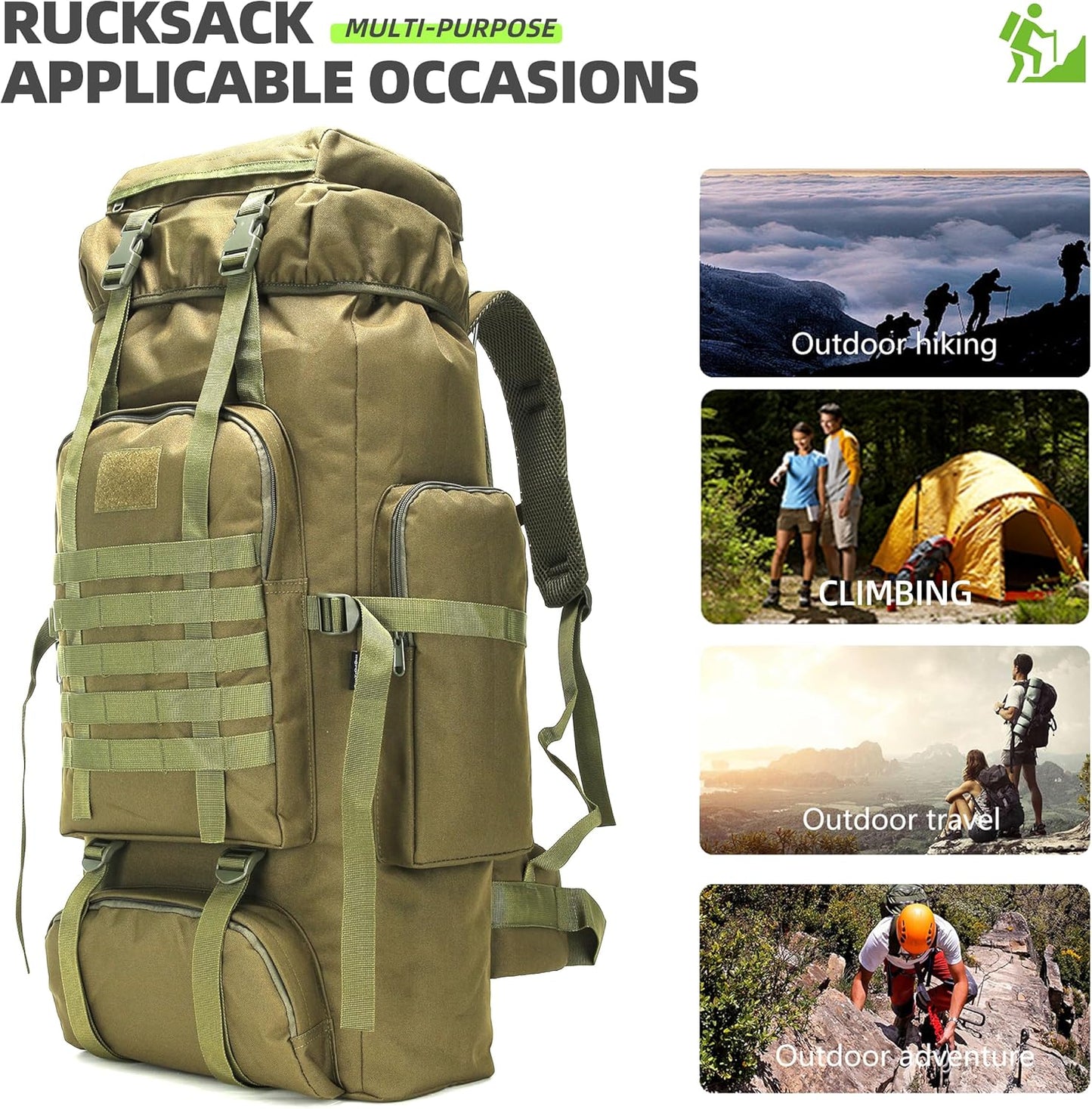 King'sGuard 70L Camping Hiking Backpack Tactical Backpack Military Molle Rucksack Backpack for Outdoor