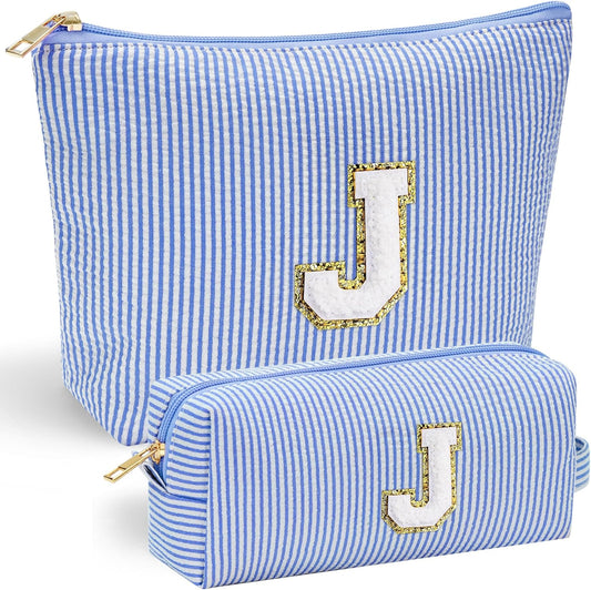 YOOLIFE Teen Girl Gifts Trendy Stuff | Makeup Bag | Cosmetic Bag | Makeup Pouch Teen Girl Gifts Trendy Stuff | Mothers Day Gifts | Birthday Gifts for Women Girls | Thank You Gifts Blue | Initial J
