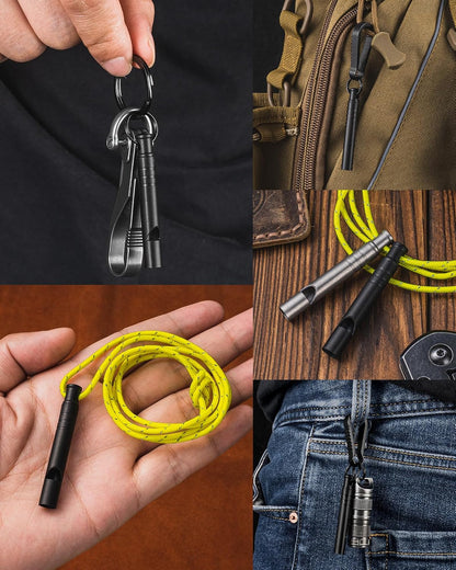 TISUR Titanium Emergency Whistle,120db Safety Whistle with Lanyard,Outdoor Survival Small Whistle for Life Saving,Hiking,Pets Training,Coach Sports