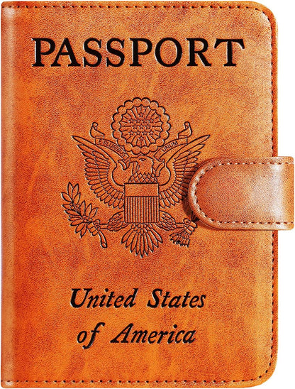 Passport Holder Cover Wallet RFID Blocking Leather Card Case Travel Accessories for Women Men (Claybank)