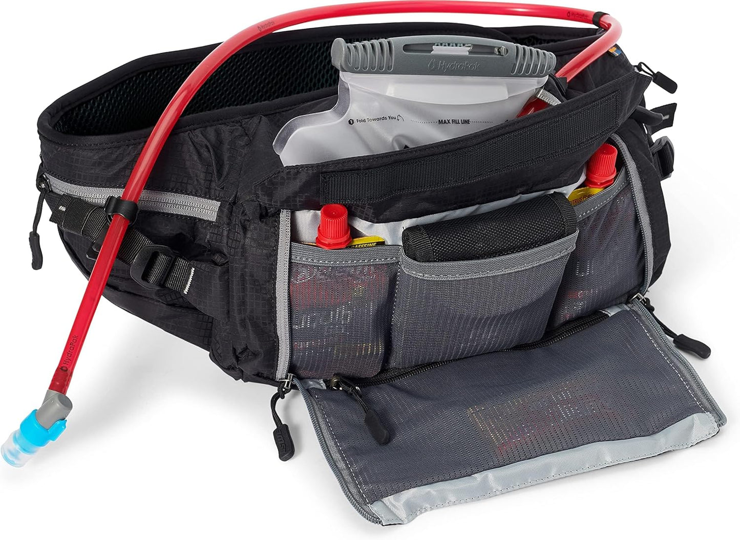 USWE Zulo Hydration Hip Pack - with Organizer and Side Pockets, Bounce Free Hip Belt (Carbon Black, 6L)