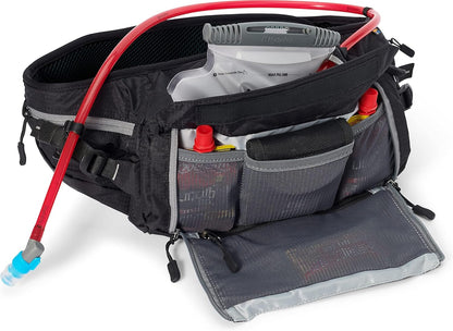 USWE Zulo Hydration Hip Pack - with Organizer and Side Pockets, Bounce Free Hip Belt (Carbon Black, 6L)