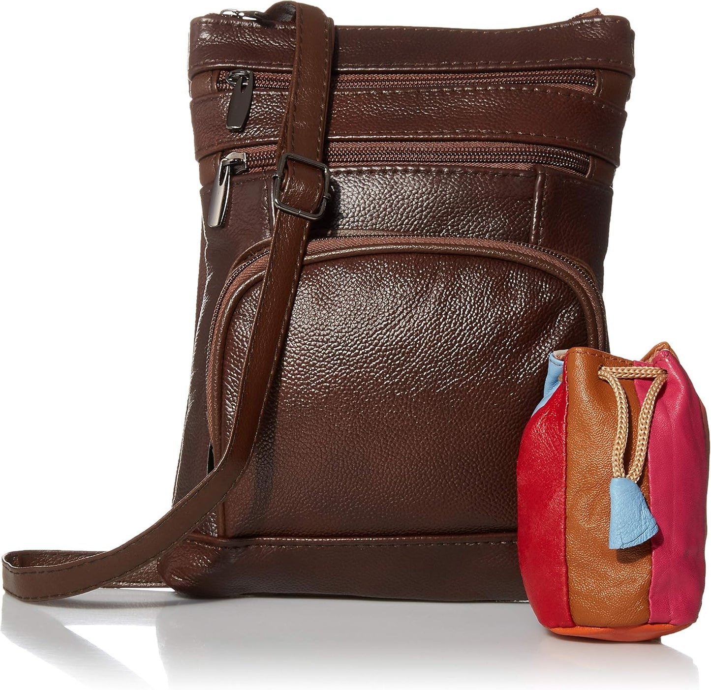 Krediz leather Crossbody Purses for Women, Multi Pocket Crossbody Purse with Adjustable Strap, Soft & Durable Leather Purse