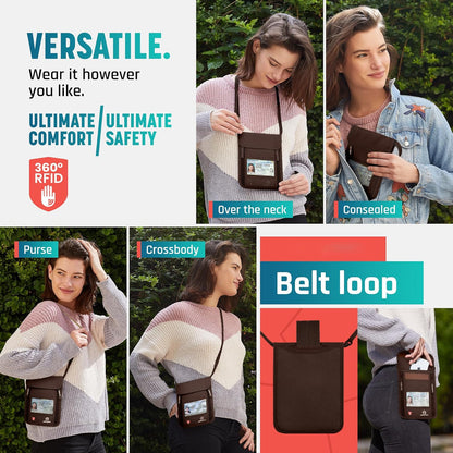 Neck Wallet, Travel Pouch For Passport Holder And Documents, Travel Neck Wallet For Traveling Women