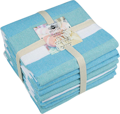 HILLFAIR Cotton Turkish Beach Towels, Quick Dry Lightweight Sand Free Peshtemal Towel for Bath Swim Yoga Spa Travel, Beach Accessories, Oversized Cotton Turkish Towels (39 x 72 inch- 4 Pack Sea)