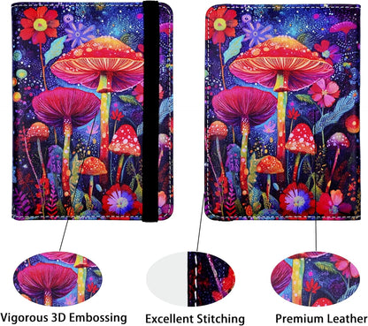 Passport Holder for Women and Men PU Leather Passport Cover for Travel (Mushroom)