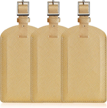 3 Pack Luggage Tags for Suitcases, TSA Approved Bag Tags, Baggage Tags with Privacy Protection, Travel Essentials Luggage Accessories, Golden