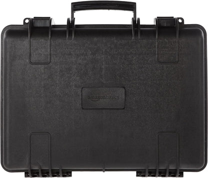 Amazon Basics Hard Camera Case, Medium, Black, Solid, 18"L x 14"W x 6"H