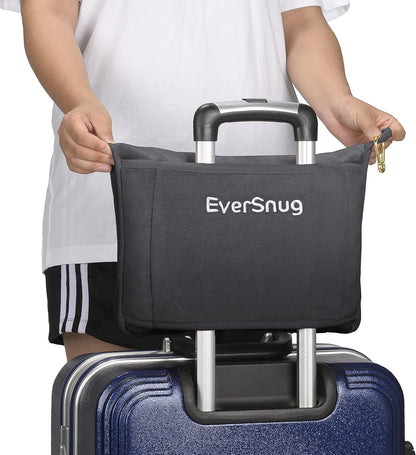 EverSnug Travel Blanket and Pillow - Ultra-Soft, Compact & Lightweight, 65x40 Inches, with Carry Case, Luggage Sleeve & Backpack Clip for Airplane Comfort (Grey)