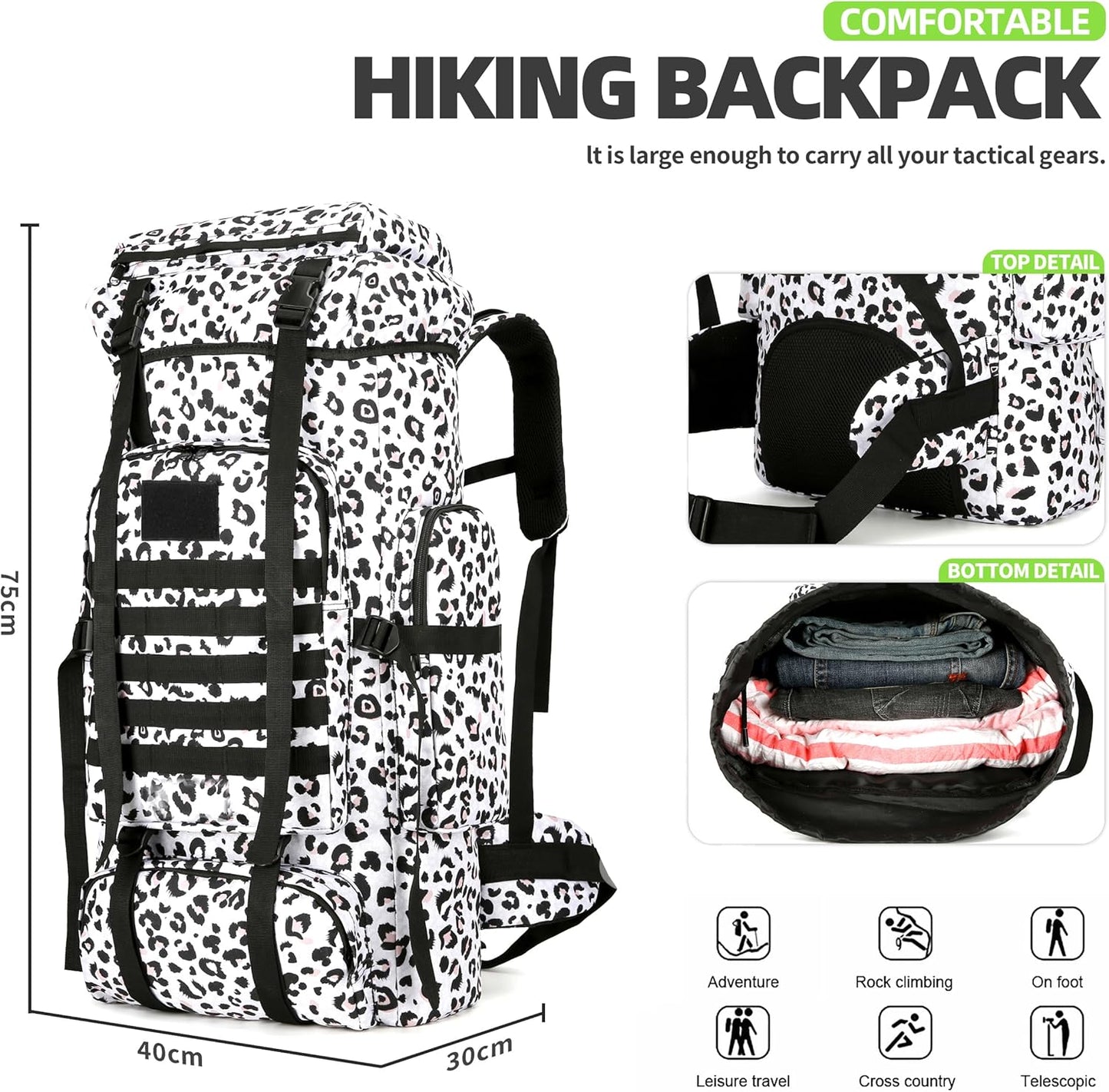 King'sGuard 70L Camping Hiking Backpack Tactical Backpack Military Molle Rucksack Backpack for Outdoor