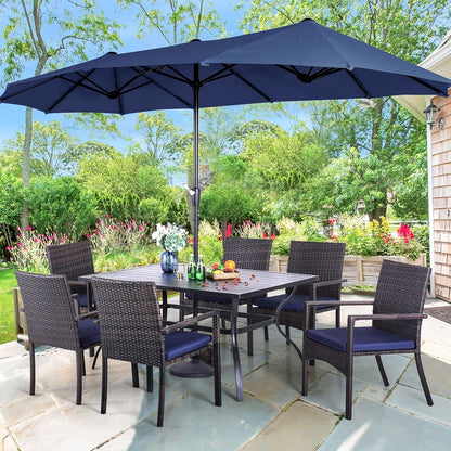 PHI VILLA Patio Wicker Chair Set of 2, Outdoor Modern PE Rattan Armchair with Removable Cushions for Deck, Porch, Balcony