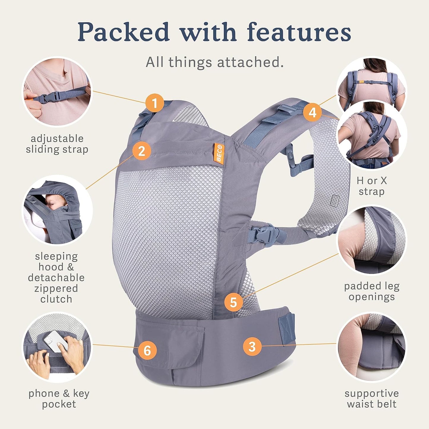 Beco Toddler Carrier - Breathable 3D Mesh Front-Carry & Backpack Style Carrier with Tall Supportive Back and Ergonomic extra-wide Seat to accomodate children from 18months (20-60 lbs) - Cool Dark Grey