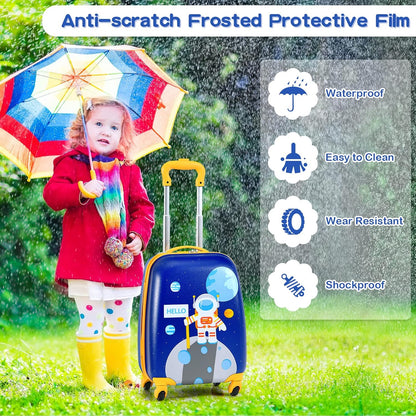 HONEY JOY Kids Luggage, 12" Toddler Backpack & 16" Travel Suitcase with Wheels, Lightweight Toddler Girls Suitcase, Durable ABS Hardshell, 2Pcs Carry On Luggage Set for Boys Girls