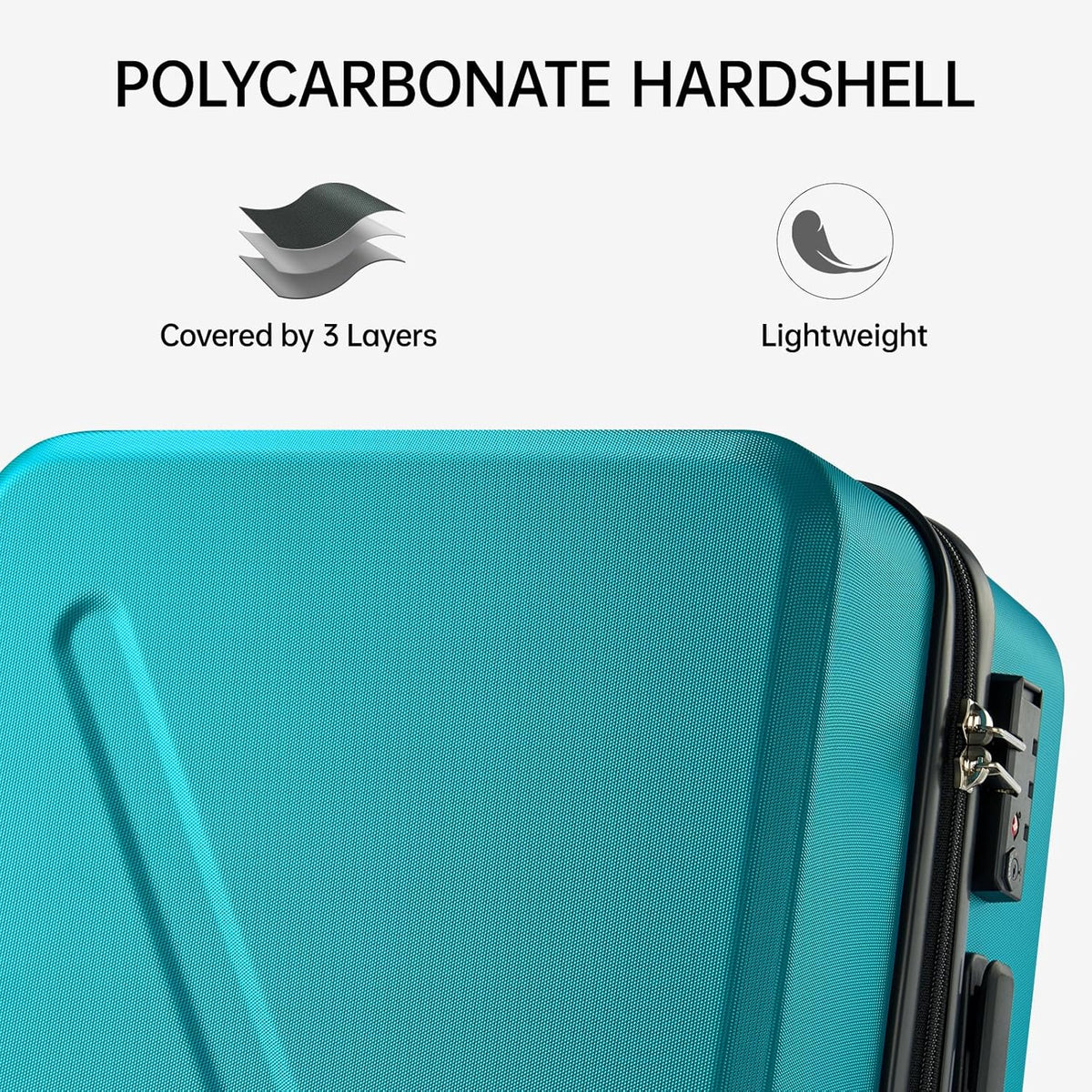 MILADA Luggage 28 Inch Checked Luggage Large Suitcase With Wheels Hard Shell Suitcases Suitcase Large TSA Approved Long Trip For Women Men,Caribbean Blue