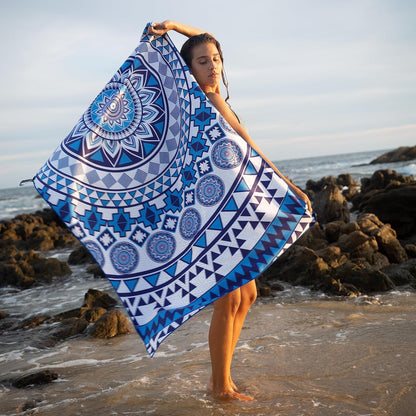 Elite Trend Microfiber Beach Towel for Adults with Bag - Extra Large 78x35 inch Lightweight Sand Free Quick Dry Towel for Travel, Swimming, Yoga, Camping (Blue Angel)