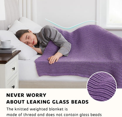 L'AGRATY Knitted Weighted Blanket - 60"x80" 15lbs Cooling Chunky Knit Heavy Blanket for Adults Braided Crochet Throw Thick Cable Yarn Knit Decorative No Beads Evenly Weighted Machine Washable