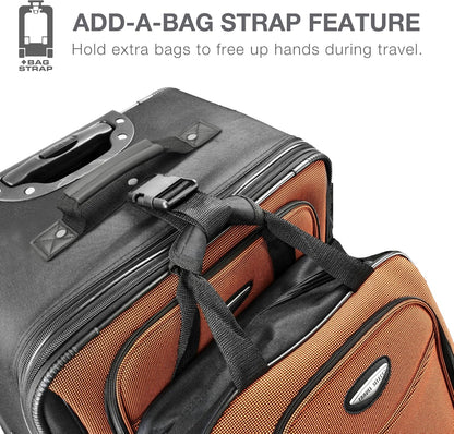 Travel Select Amsterdam 4-Piece Softside Expandable Rolling Luggage Set, Lightweight 2-Wheel Suitcases, Packing Cubes, Travel Tote, Durable Polyester Construction, Burgundy