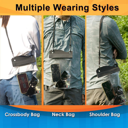 Large Watperproof Pouch 2 Pack [Up to 11.3"], IPX8 Waterproof Cell Phone Case Dry Bag Pouch Compatible with iPhone 14 13 12 Pro Max, Galaxy S23 Ultra S22 or iPad mini, Black+Army Green