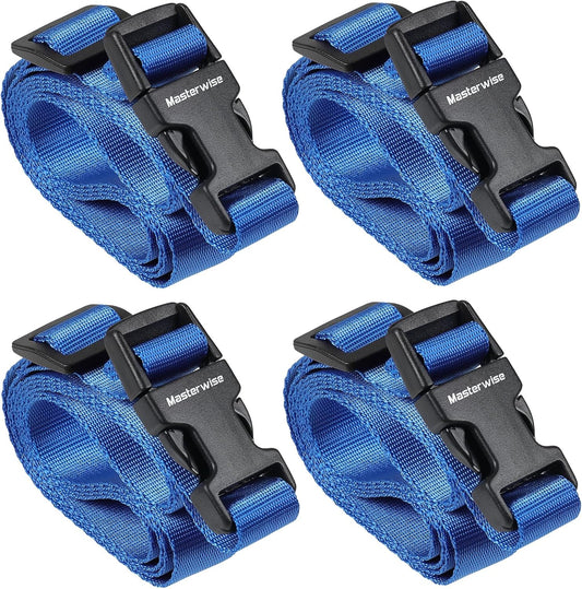 Buckle Straps with Clips, Adjustable Nylon Straps with Buckle, Packing Strap, Blue 4 Pack (4’x0.75)