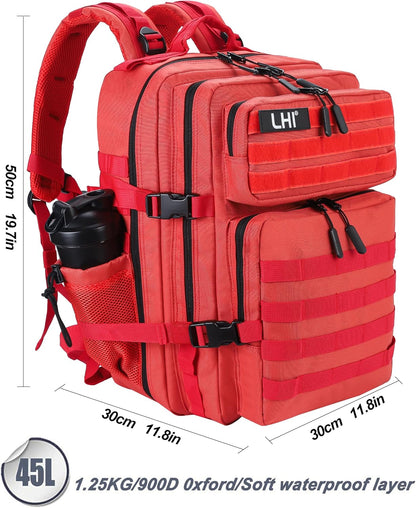 LHI Military Tactical Backpack for Men and Women 45L Army 3 Days Assault Pack Bag Large Rucksack with Molle System
