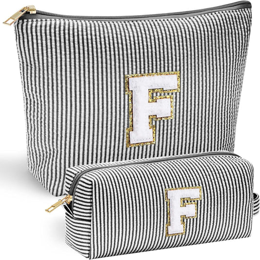 YOOLIFE Girls Gifts: Personalized Makeup Bag - Birthdays 7-16, Initial, Black