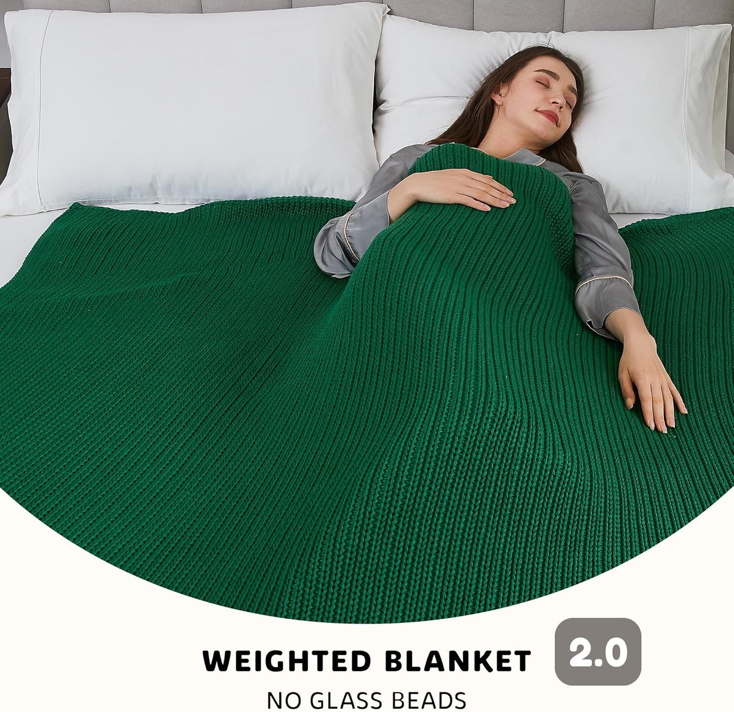 L'AGRATY Knitted Weighted Blanket - 60"x80" 15lbs Cooling Chunky Knit Heavy Blanket for Adults Braided Crochet Throw Thick Cable Yarn Knit Decorative No Beads Evenly Weighted Machine Washable