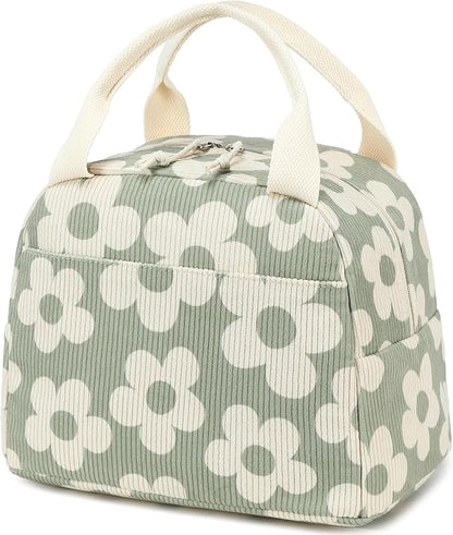 Bluboon Lunch Bag for Women Men Cute Corduroy Lunch Tote Bags Reusable - Image 9