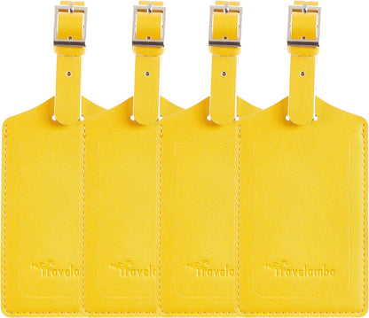 Travelambo Luggage Tags for Suitcases PU Leather Travel Tags Bag Tags Privacy Protection Travel Essentials