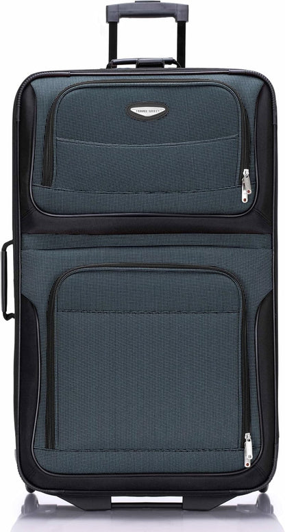 Travel Select Amsterdam Softside Expandable Rolling Luggage, Lightweight 2-Wheel Check-In Suitcase with Push-Button Handle, Navy, 29" Large