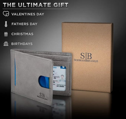 SERMAN BRANDS RFID Blocking Slim Bifold Genuine Leather Thin Minimalist Front - Image 6