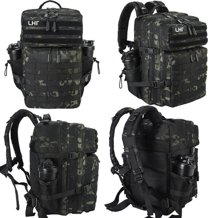 LHI Military Tactical Backpack for Men and Women 45L Army 3 Days Assault Pack Bag Large Rucksack with Molle System - Black CP